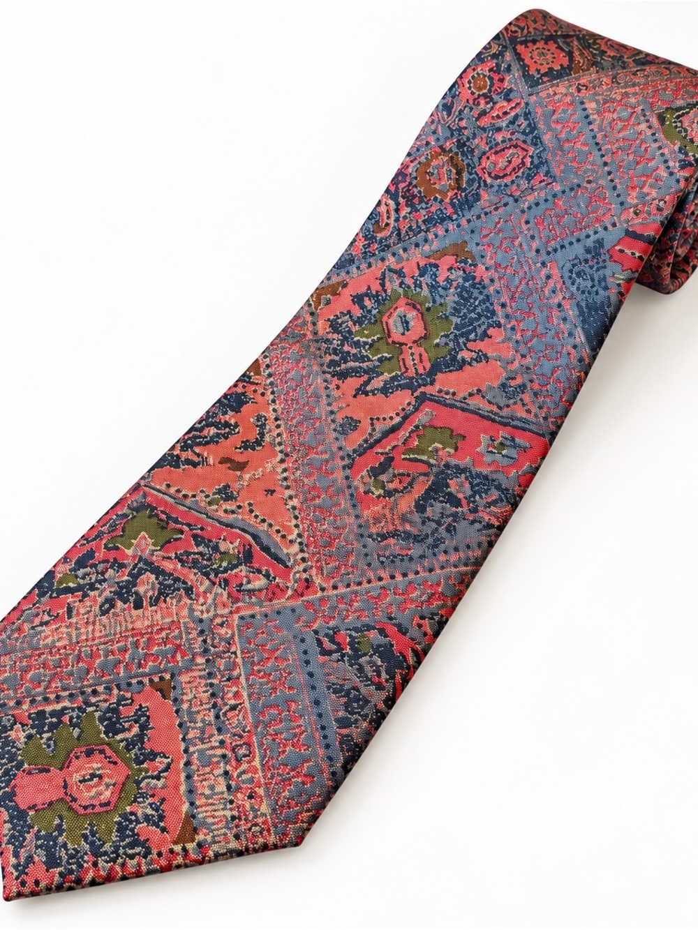 Classic Red and Blue Patterned Men's Tie
